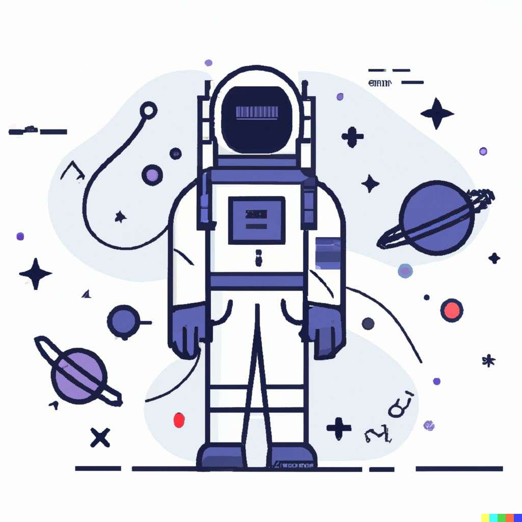 an astronaut, modern flat design style illustration with line elements